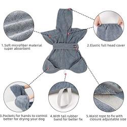 PUMYPOREITY Pet Bathrobe Dog Bath Towel with Hood/Pockets, Strong Absorbent Bath Quick Dry Clothes, Adjustable Microfiber Cleaning Dog Blanket for Medium Large Dog Grooming Swimming Running