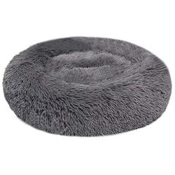 BODISEINT Faux Fur Dog Bed Cat Bed,Shag Round Anti-Anxiety Pet Calming Bed Doughnut Cuddler for Medium Large Puppy Dog Cat Kennel Cushion Self Warming Bed