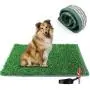 TSIANHUZY Dog Grass Pad Hemming Design, Artificial Turf Grass Dog Pee Pad, Washable Replacement Grass Mats Training for Indoor Outdoor Use - with a Dog Whistle