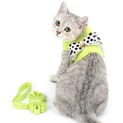 SMALLLEE_Lucky_Store CWYP00127 Ultra Suede Small Dog Cat Harness Leash Dots Bow