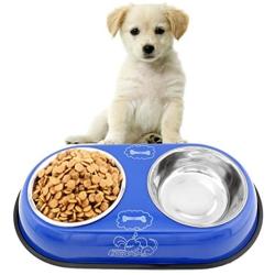 SMALLLEE_LUCKY_STORE Pet Feeding Watering Supplies Small Dog Bowl, Blue, Small