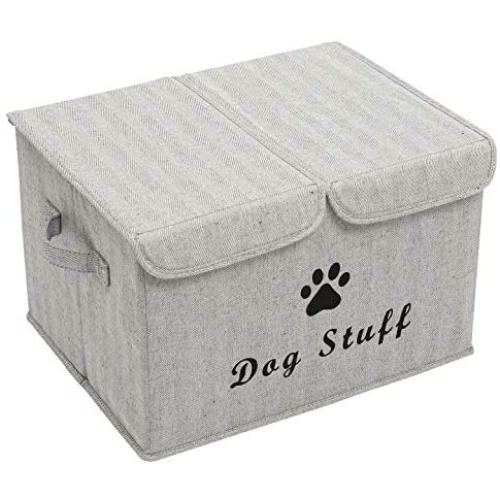 Brabtod Canvas Dog Toy Storage - for Dog Toy Basket for organizing Dog cat Toys and Dog Stuff-Light Grey