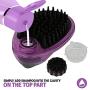 Poodle Pet Pet Brush Dog Soap and Shampoo Dispenser for Daily Grooming | Rinses Coat While Removing Lint and Shed Hair |for Short or Medium Hair | Soft Rubber Bristles Gentle on Skin | Purple