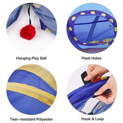 PEOPLE&PETS Collapsible Cat Tunnel, Toys Interactive Pet Play Tubes for Cats and Small Animals, with Peep Holes and Ball Toy