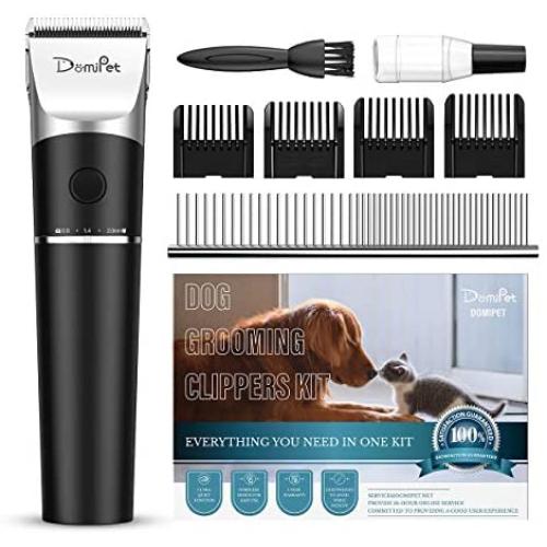 Domipet Dog Clippers for Grooming Professional Rechargeable Cordless Pet Grooming Kit Electric Pets Hair Trimmers Shaver for Dogs Cats Quiet Comb Guides Scissors Cleaning Brush Oil Kits