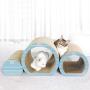 All for Paws 3 in 1 Cat Cave Scratcher Cardboard, Durable Cat Lounger Scratching Post Tunnel for Indoor Cats