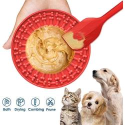 Gaishi Dog Lick Pad, Dog Bathing Distraction Device for Pet Bathing, Training, 2pad + 1 Spatula + 1brush