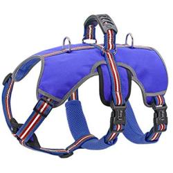 Didog Escape Proof Dogs Harness,Soft Breathable Padded & Reflective,Adjustable No Pull Dog Harness with Lift Handle & Double Leash Clips for Medium Large Dogs Walking Hiking Training,Blue,S