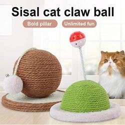 ocijf179 Cat Ball Toy Pet Kitten Sisal Rope Weave Ball Wear-Resistant Cat Scratching Board Playing Toy - Beige