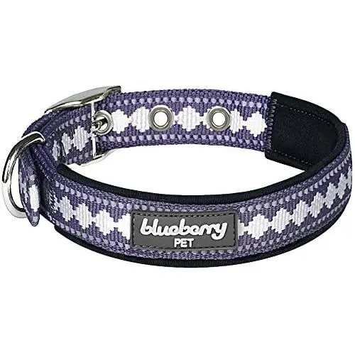 Blueberry Pet 9 Colors Soft & Safe 3M Reflective Jacquard Neoprene Padded Dog Collars Blueberry Pet 9 Colors Soft & Safe 3M Reflective Jacquard Neoprene Padded Dog Collars