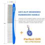 Cafhelp Dog Comb, Cat Comb with Rounded and Smooth Ends Stainless Steel Teeth and Non-Slip Grip Handle, Professional Dog Grooming Tools for Removes Tangles and Knots, Pet Comb for Dogs