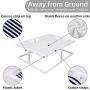 Reversible Elevated Cat Cot Bed, Winter Summer Dual-purpose Cat Hammock Puppy Nest Camping Bed, Striped Canvas & White Fleece, Portable Indoor/Outdoor Pet Lounge, Detachable Cover, Stable PVC Frame