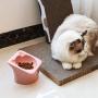 Gbziyjk Raised Cat Food Bowl, Elevated Tilted Pet Feeding Non-Slip Kitten Feeder for Water,Bowl Water with No-Spill,Adjustable Stress Free Pink Dish, 90Ml