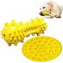 Squeak Dog Chew Toys + Slow Feeder Dog Lick Pad with 2 Squeakers/Natural Rubber/Dog Toothbrush Pet Toys Puppy Pet Training Treats Teething Toys (Yellow)