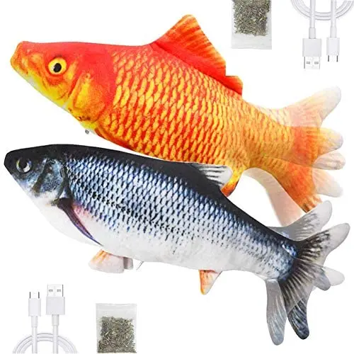 2 Pack Electric Moving Fish Cat Toy, Realistic Plush Simulation Electric Wagging Fish Cat Toy Catnip Kicker Toys, Funny Interactive Pets Pillow Chew Bite Kick Supplies for Cat Kitten Kitty 2 Pack Electric Moving Fish Cat Toy, Realistic Plush Simulation Electric Wagging Fish Cat Toy Catnip Kicker Toys, Funny Interactive Pets Pillow Chew Bite Kick Supplies for Cat Kitten Kitty