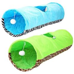 ocijf179 Cat Tunnel Funny Cats Dogs Collapsible Game Suspended Ball Tunnel Tube with Hole Pet Toy - Blue