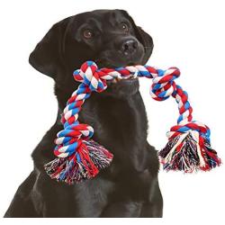 Wellbro Dog Rope Toy for Aggressive Chewers, Tough Tug of War Large Dog Toys with Knots, Durable Cotton Rope Dog Chew Toy for Medium and Big Dogs Interactive Play and Flossy Teeth Cleaning (Type 2)