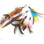 Apofly 5PCS Funny Cat Rod Set Kitten Toys, Cat Fishing Rod Toys Pet Cat Toy Fishing Rod Telescopic Feather Funny Cat Rod Replacement Head Five