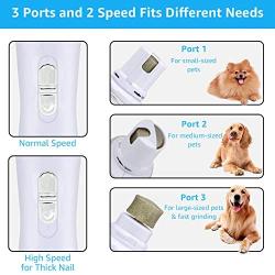 Dog Nail Grinder, Dog Nail Trimmer Clipper, Pet Nail Grinder Painless Cat Paws File Grooming & Smoothing for Small Medium Large Dogs, Professional 2 Speed Electric Recharging Animals Nail Grinder