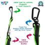 2PET Dog Seatbelt Strap Adjustable Dog Seat Belt for All Breeds – Use with Harness – All Car Makes – Carabiner Clip Leash – Green and Black