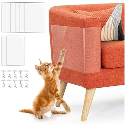 PrimePets 8Pack Cat Couch Protector, Furniture Protectors from Cats, 6PACK 17”X12” XL Cat Scratch Deterrent Tape, 2 Pack 17”x 10” Large Anti Scratch Training Tape with Pins for Upholstery Sofa, Door PrimePets 8Pack Cat Couch Protector, Furniture Protectors from Cats, 6PACK 17”X12” XL Cat Scratch Deterrent Tape, 2 Pack 17”x 10” Large Anti Scratch Training Tape with Pins for Upholstery Sofa, Door