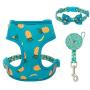PUPTECK Dog Harness and Leash Set - Adjustable Cute Dog Bowtie Collar, Breathable Pineapple Comfort Padded Puppy Vest Harnesses for Small Medium Dogs Walking