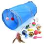 Alfie Pet - Kaine 2-Way Collapsible Cat Tunnel and 16-Piece Set Cat Toys