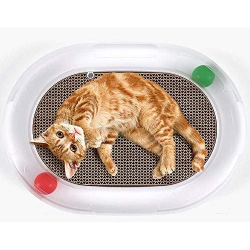 IMPHOM Cat Scratcher Toy Ball Roller Track Cat Ball Tower Puzzle Set Turn Plate Table Pet Baby Toy Four Ball.(White Color)