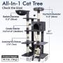 rabbitgoo Cat Tree Cat Tower 61'' for Indoor Cats, Multi-Level Cat Condo with Hammock & Scratching Posts for Large Cats Kittens, Tall Cat Climbing Stand with Plush Perch & Toys for Play Rest