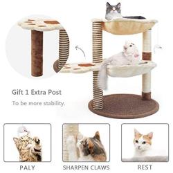 Cat Post and Scratcher Tree - Cat Tree Cradle Bed with Natural Sisal, Cat Scratching Post Tree With Hammock for Large Adult Cat, Cat Scratching Post Carpet Furniture, Cat Activity Trees for Indoor Cat