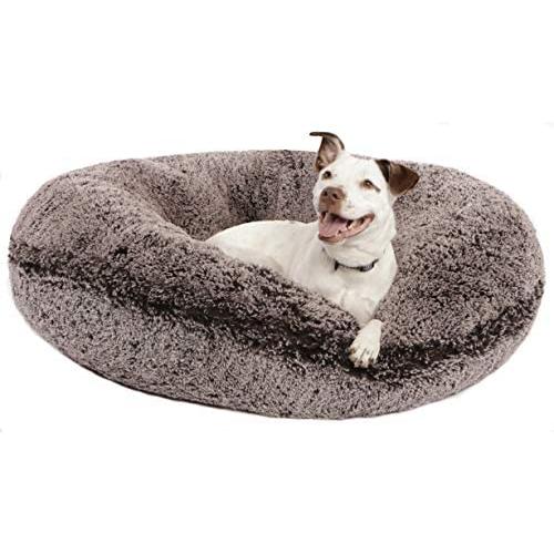 BESSIE AND BARNIE Signature Frosted Willow Luxury Shag Extra Plush Faux Fur Bagel Pet/Dog Bed