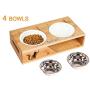 LePet Elevated Dog Cat Bowls, Raised Pet Feeder Solid Bamboo Stand Perfect for Cats and Small Dogs (Plane)