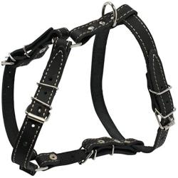 Real Leather Dog Walking Harness Medium Black, 21'' - 26'' Chest