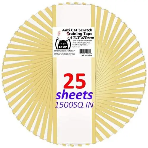 adimmobilize Anti Cat Scratch Tape,Double Sided Cat Scratch Deterrent Tape 4''W x 15''L x 25 Sheets, Clear, Removable, Residue-Free adimmobilize Anti Cat Scratch Tape,Double Sided Cat Scratch Deterrent Tape 4''W x 15''L x 25 Sheets, Clear, Removable, Residue-Free