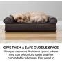Furhaven Pet Dog Bed - Cooling Gel Memory Foam Faux Fleece and Chenille Soft Woven Traditional Sofa-Style Living Room Couch Pet Bed with Removable Cover for Dogs and Cats