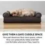 Furhaven Pet Dog Bed - Cooling Gel Memory Foam Faux Fleece and Chenille Soft Woven Traditional Sofa-Style Living Room Couch Pet Bed with Removable Cover for Dogs and Cats