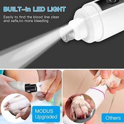 MODUS Dog Nail Grinder Electric 2-Speed with LED Light – Gentle, Painless Paws Grooming, Trimming, Shaping, Smoothing for Small Medium & Large Dogs, Cats, Rabbits - Portable & Rechargeable