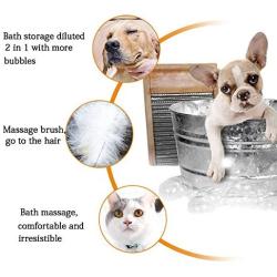Povinmos Pet Scrubber Shampoo Dispenser Pet Dog Cat Bath & Massage Brush, Silicone Brush Bristle Pet Cleaning Device Wahser Bathing Comb Tool, Blue