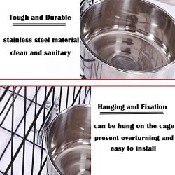 JiangYan-US Crate Dog Bowl, Stainless Steel Hanging Pet Food Water Bowls for Dogs and Cats