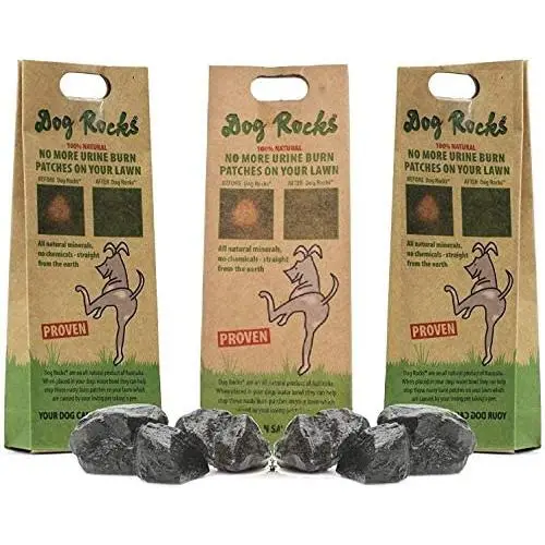 Dog Rocks - 100% Natural Grass Burn Prevention - Prevents Lawn Urine Stains - Three Small Bags - 6 Month Supply Dog Rocks - 100% Natural Grass Burn Prevention - Prevents Lawn Urine Stains - Three Small Bags - 6 Month Supply