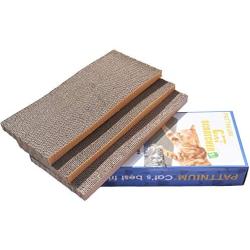 PATTNIUM 3 in 1 Corrugated Cat Scratcher Cardboard Scratching Pad Toys with Catnip Scratch Lounge Bed for Cats Pack of 3