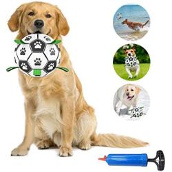 FLYHANA Dog Soccer Ball with Grab Tabs, Interactive Dog Toys Durable Tug of War Dog Toy, Dog Water Toy for Indoor &Outdoor, Durable Dog Balls for Small & Medium Dogs,for Park, Grass, Beach,Pool,6 Inch