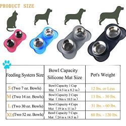 Sequoialake Dog Bowls with Anti-Overflow and Anti-Skid Silicone Dog Food Mat, Stainless Steel Feeder Easy to Clean for Small Medium Large Dogs Cats Pets