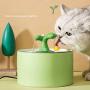 THMY Cat Water Fountain, Water Dispenser for Cat with Silent Water Pump, Small Sapling tap Style Water Bowl with 4pcs Hygienic Filter, Ceramics Pet Fountain (Pink)