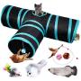 Cat Tunnel, Cat Tunnels for Indoor Cats, Tube Cat Toys 3 Way Collapsible, Kitty Tunnel Bored Cat Pet Toys Peek Hole Toy Ball Cat, Puppy, Kitty, Kitten, Rabbit