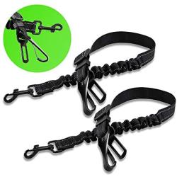 LUPAPA 3-in-1 Dog Seat Belt for Vehicle Car (2-Pack), Adjustable Length Pet Safety Belt, Heavy Duty Double Buckle Elastic Buffered Reflective Nylon for Travel and Life Daily Use