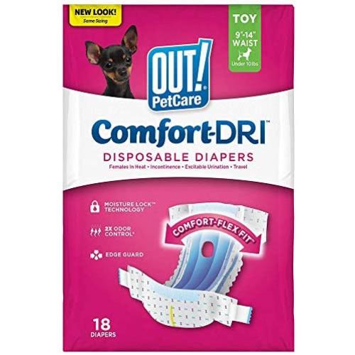 OUT! Disposable, Absorbent Female Dog Diapers with Leak Proof Fit (Pack of 18) OUT! Disposable, Absorbent Female Dog Diapers with Leak Proof Fit (Pack of 18)