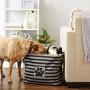 Bone Dry Pet Storage Collection Striped Paw Patch Bin, Large Rectangle, Black