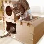 Cat Tree Climbing Frame, Double Ladder Cardboard Cat House, Removable, Foldable, Strong and Stable, Comfortable and Durable - for Kittens, Puppies, Rabbits