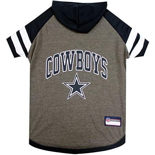 NFL HOODIE TEE for DOGS & CATS. | Football Dog Hoody Tee Shirt available in all 32 NFL Teams! | Cuttest Sports Hooded Pet Shirt! Available in LARGE, MEDIUM, SMALL & X-SMALL with your favorite Team Name!